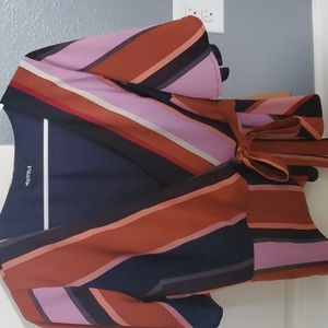 Vici striped peplum tie shirt